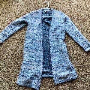 Grey fuzzy Cardigan sweater